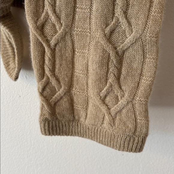 The Territory Ahead Tan Cable Knit Cashmere Tie Front Sweater medium - Picture 5 of 5